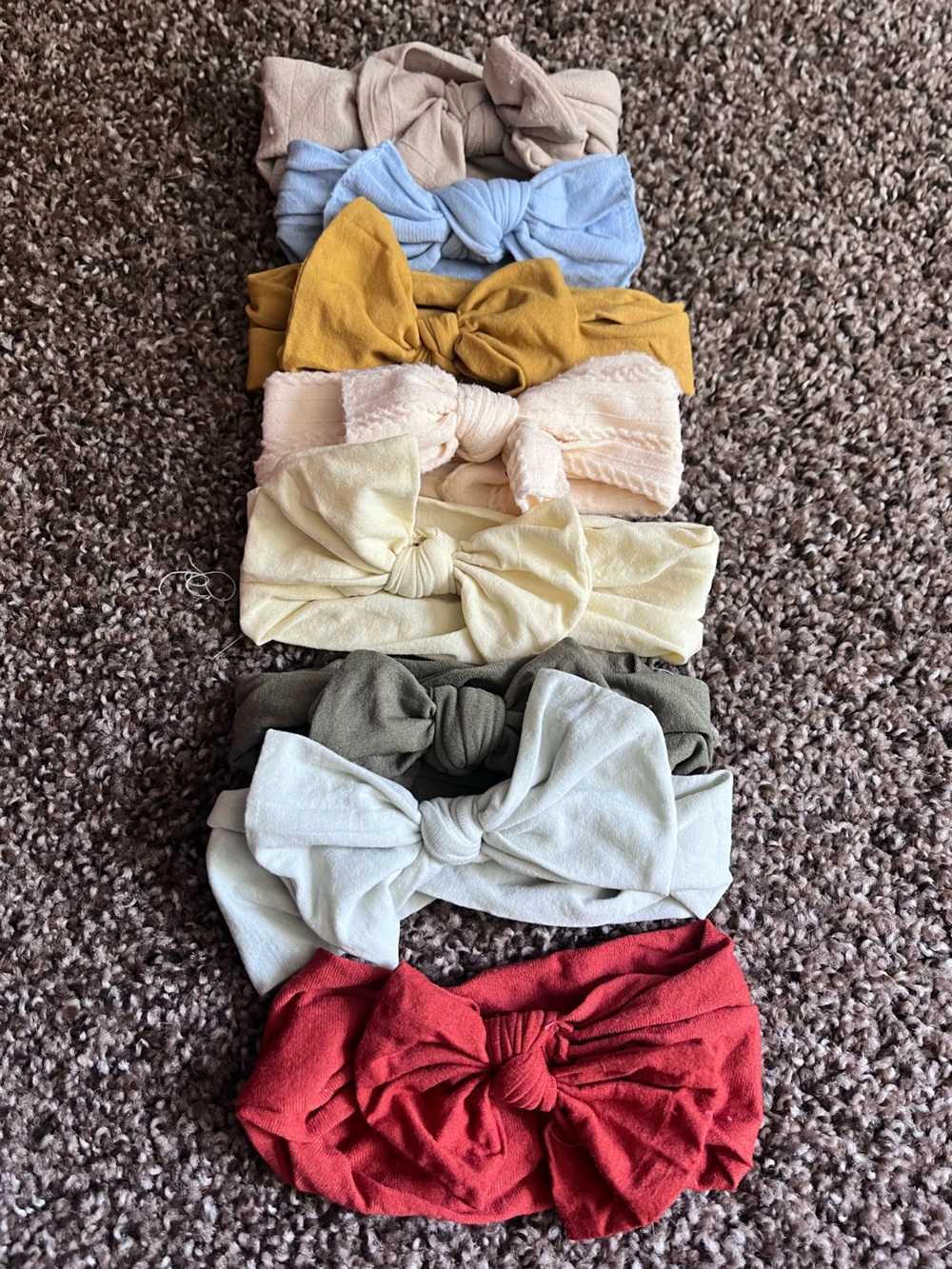 Baby Knotted Bow Headband Set — Multi-Color Soft Fabric